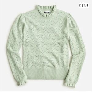 Cashmere Green Ruffled Knit Sweater